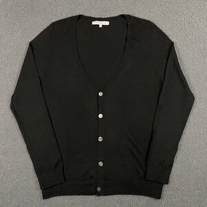 Sandro Paris Cashmere Cardigan Sweater Mens Large Lightweight Knit Preppy Black